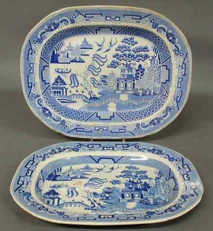 Appraisal: Two ironstone platters in the Blue Willow pattern largest x