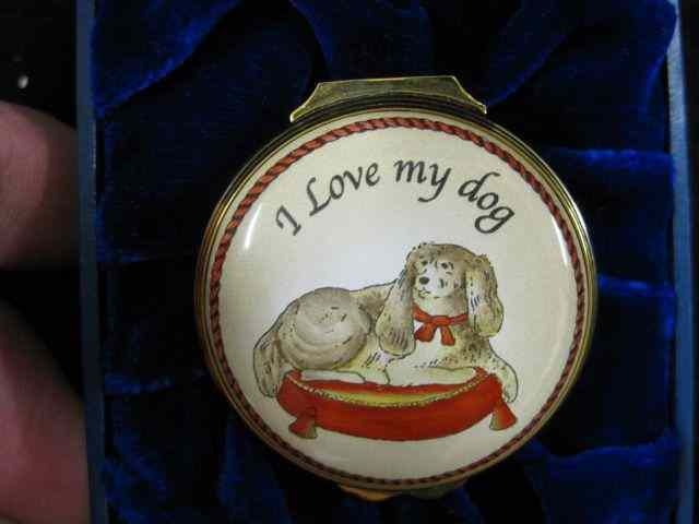 Appraisal: Halcyon Days Enamel Box ''I Love my Dog'' mint in