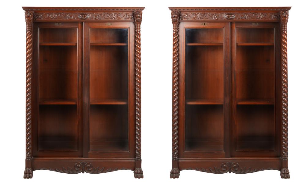 Appraisal: PAIR AMERICAN RENAISSANCE REVIVAL-STYLE BOOKCASESmanufactured by Paine's Furniture Boston with