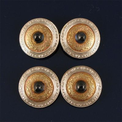 Appraisal: A pair of sapphire set dress cuff links the circular