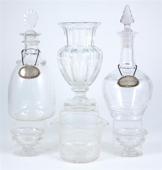 Appraisal: English or Irish crystal decanter and related items th century