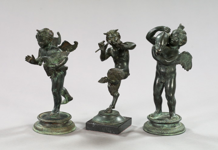 Appraisal: Trio of Italian Grand Tour Black-Patinated Bronze Figures fourth quarter