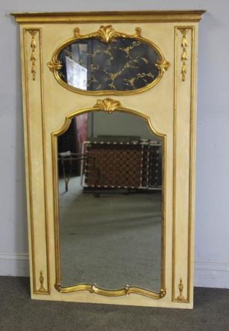 Appraisal: Paint and Gilt Decorated Trumeau Style Mirror From a New