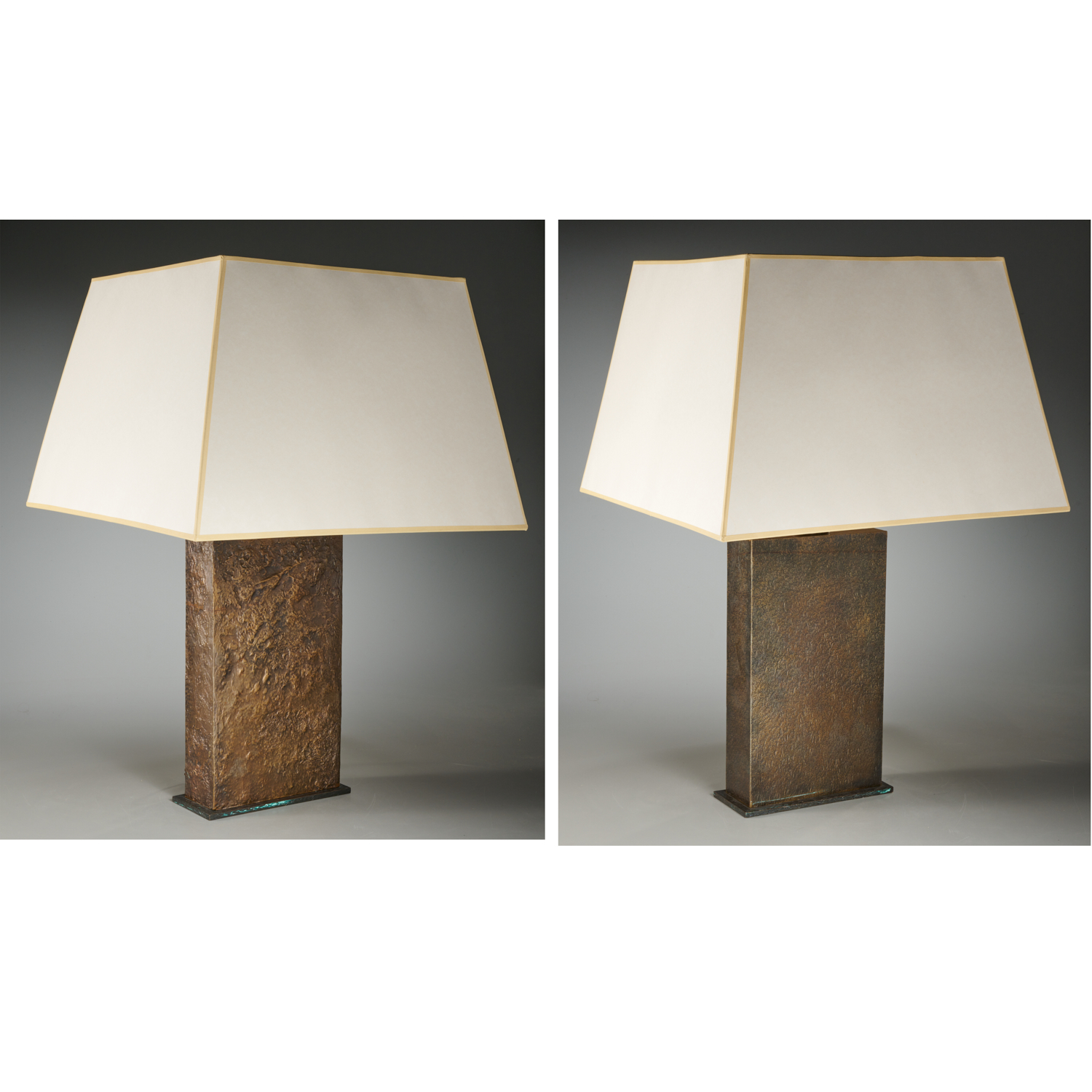 Appraisal: PETER MARINO PAIR CUSTOM BRONZE LAMPS SIGNED st c USA