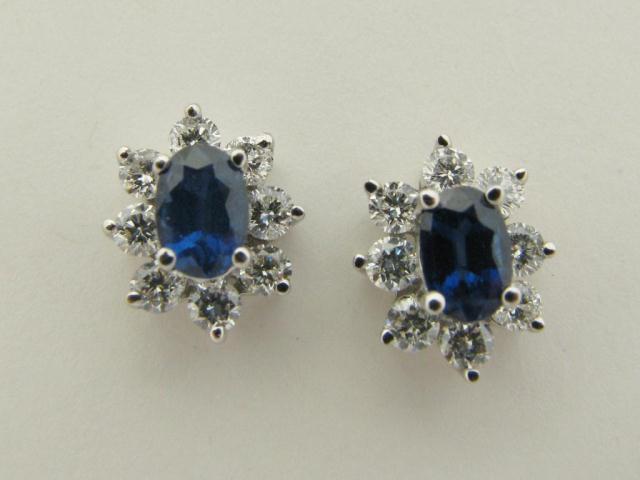 Appraisal: Lady's designer k white gold earrings with oval blue sapphires