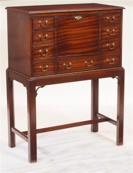 Appraisal: A George III style mahogany writing cabinet the moulded rectangular