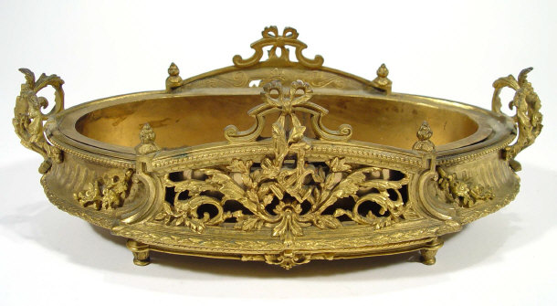 Appraisal: Oval ormolu bowl the pierced body cast with swags laurel