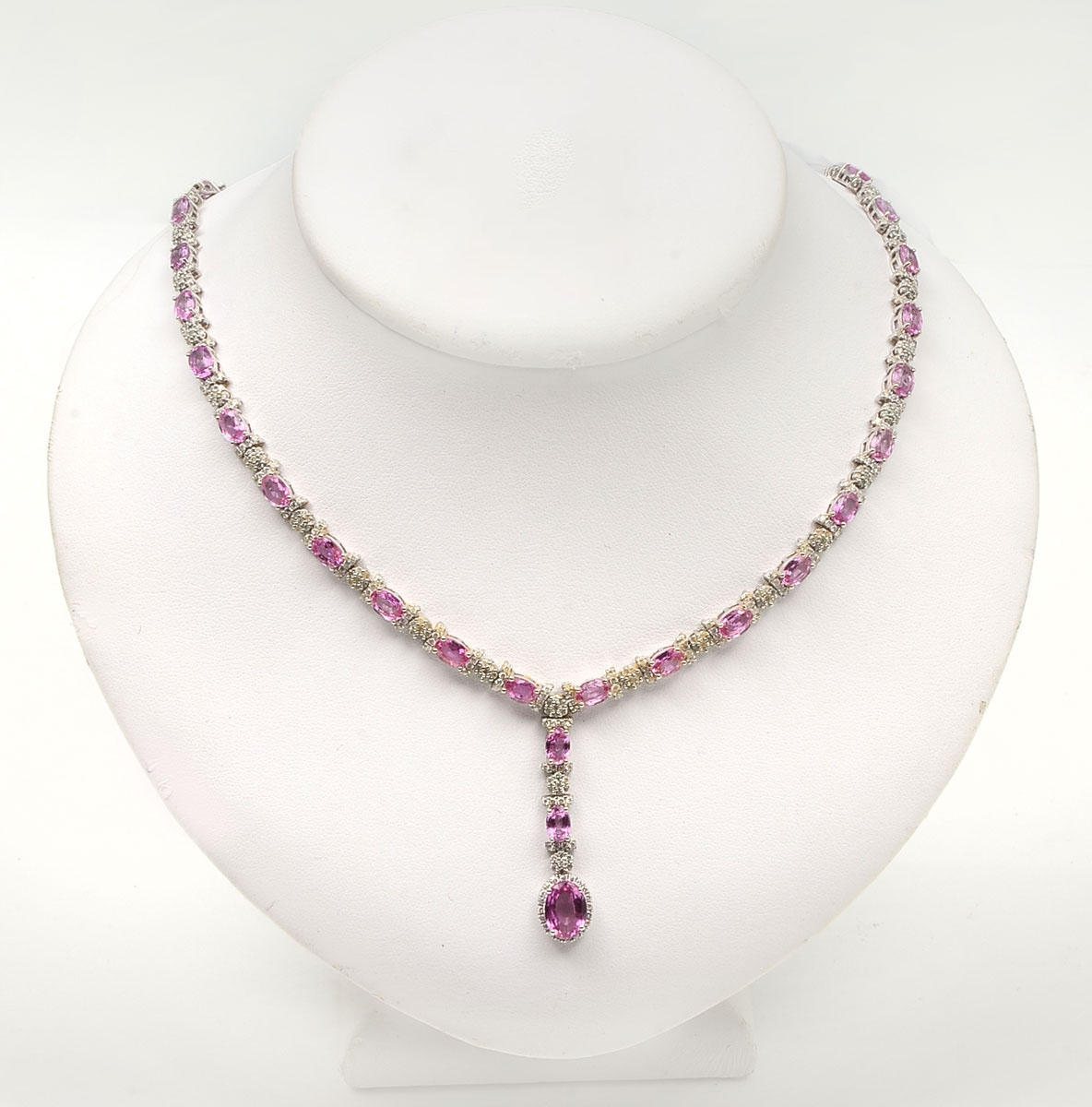 Appraisal: CUSTOM GRAM K PINK SAPPHIRE DIAMOND NECKLACE Custom designed by