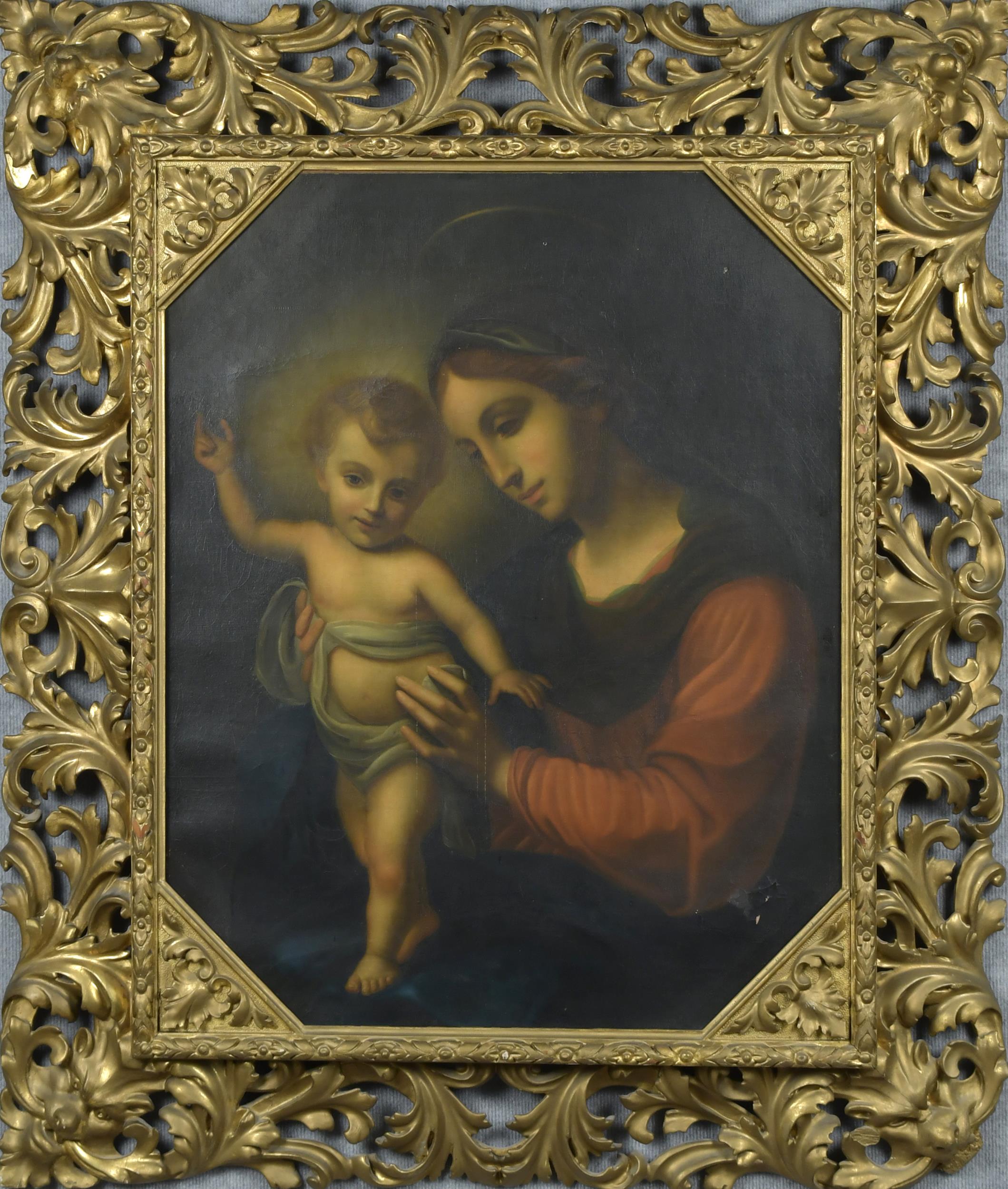 Appraisal: TH C OIL ON CAVNAS MADONNA AND CHILD Oil on