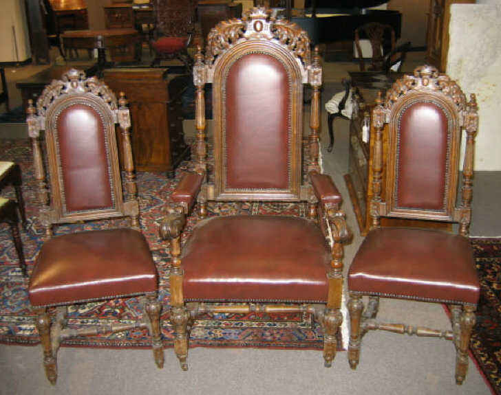 Appraisal: SET OF THREE CAROLEAN STYLE OAK DINING CHAIRS All with