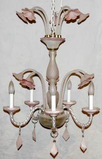 Appraisal: ITALIAN PINK FROSTED GLASS CHANDELIER ITALIAN PINK FROSTED GLASS CHANDELIER