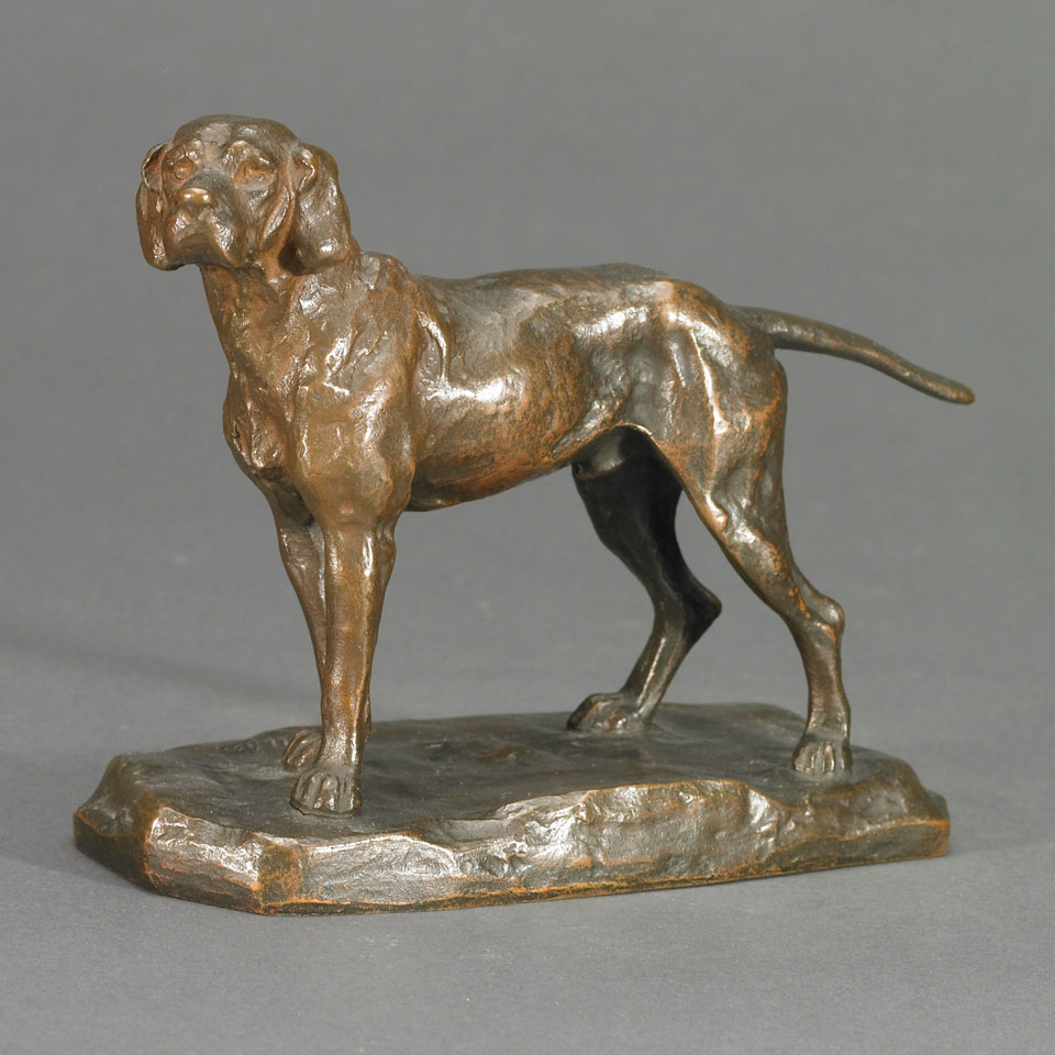 Appraisal: Patinated Bronze Figure of a Hound Dog on Naturalistic Base