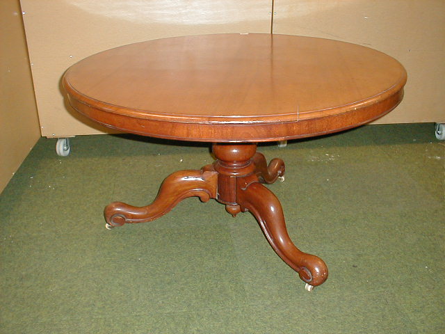 Appraisal: A Victorian mahogany breakfast table with circular tilt top turned