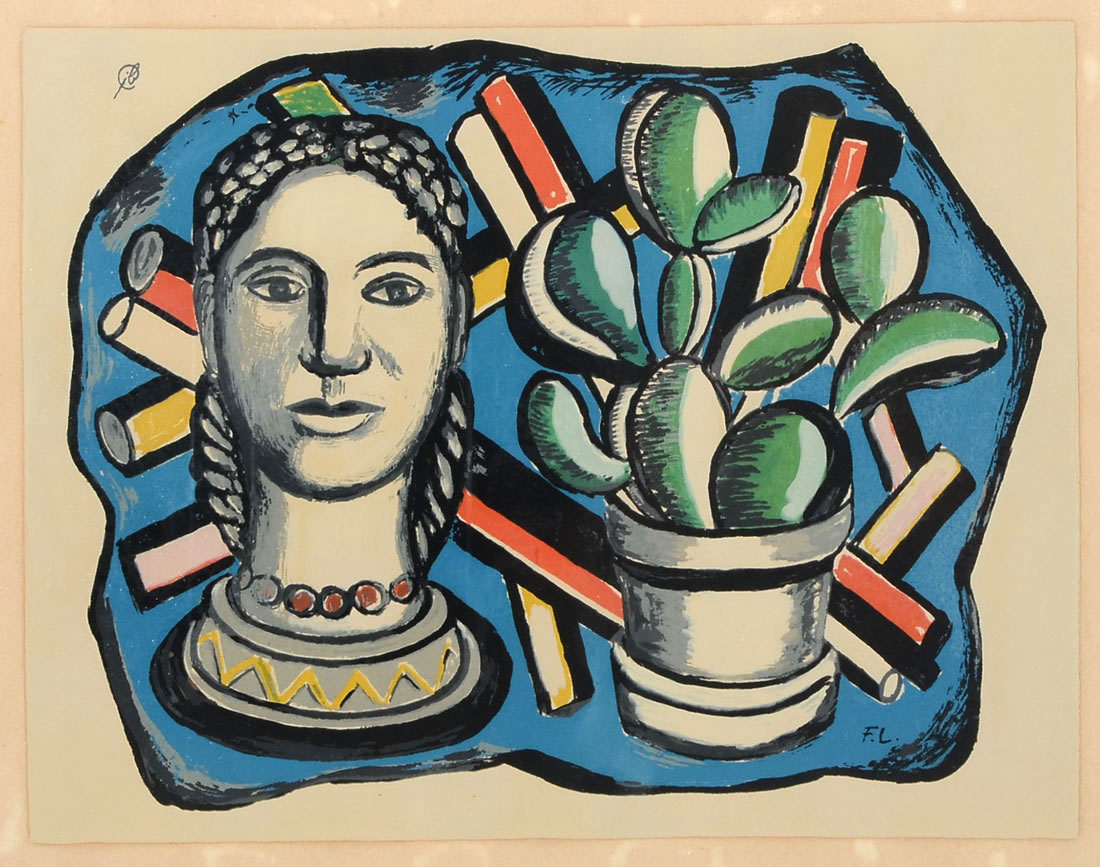 Appraisal: LEGER Fernand French - ''Bust and Cactus Still Life'' Serigraph