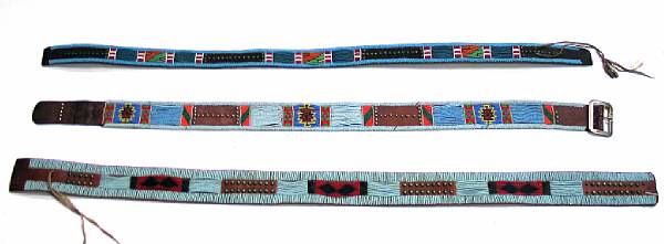 Appraisal: Three Ute beaded belts length - in