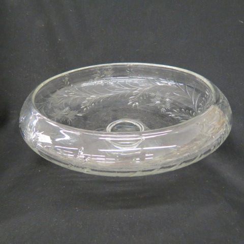 Appraisal: Large Etched Crystal Centerpiece Bowl rock crystal cut attributed to