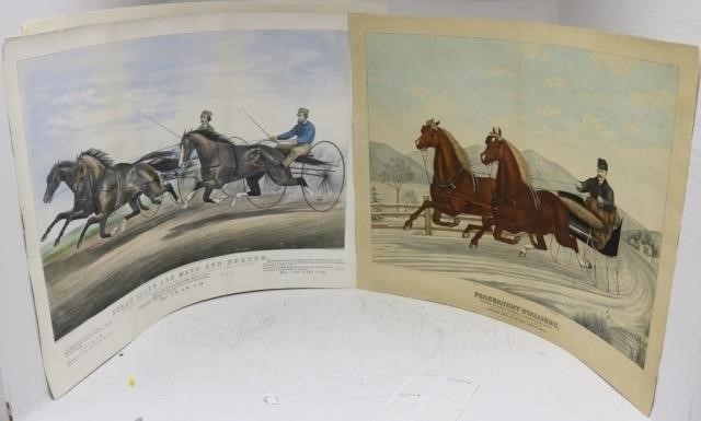 Appraisal: TWO TH C COLORED LITHOS ONE IS TITLED FEARNAUGHT STALLIONS