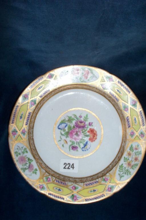 Appraisal: A th century dessert plate with painted and gilded floral