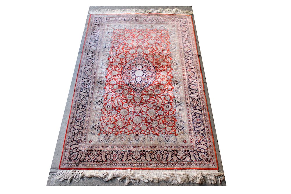 Appraisal: Persian Heriz Silk Carpet ' x ' Persian Heriz silk