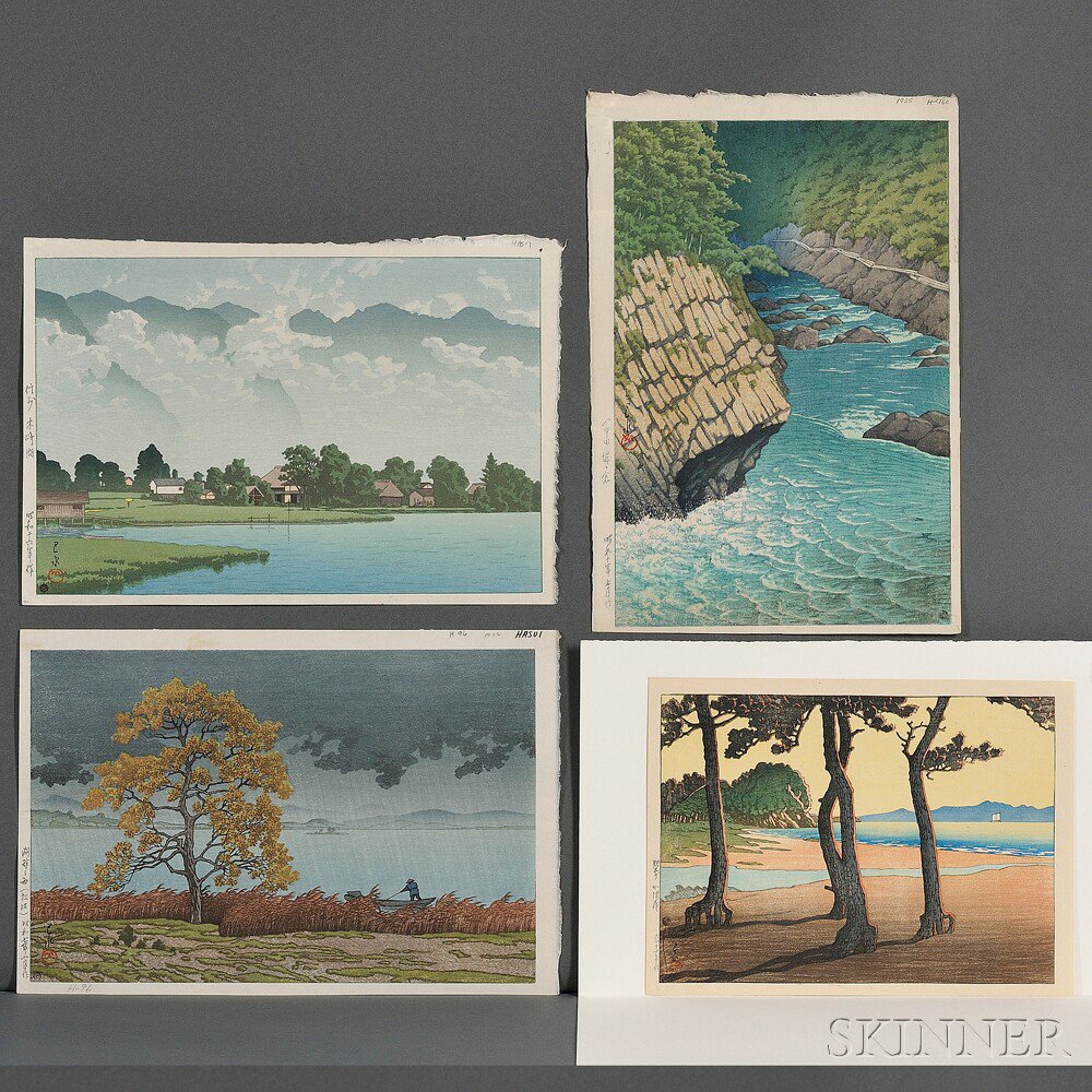 Appraisal: Kawase Hasui - Four Color Woodblocks Japan At Kazusa in