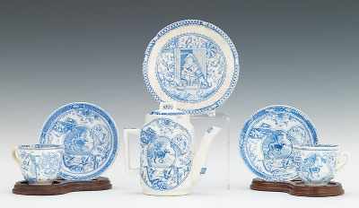 Appraisal: An English Child's Coffee Set Blue transferware Little May and