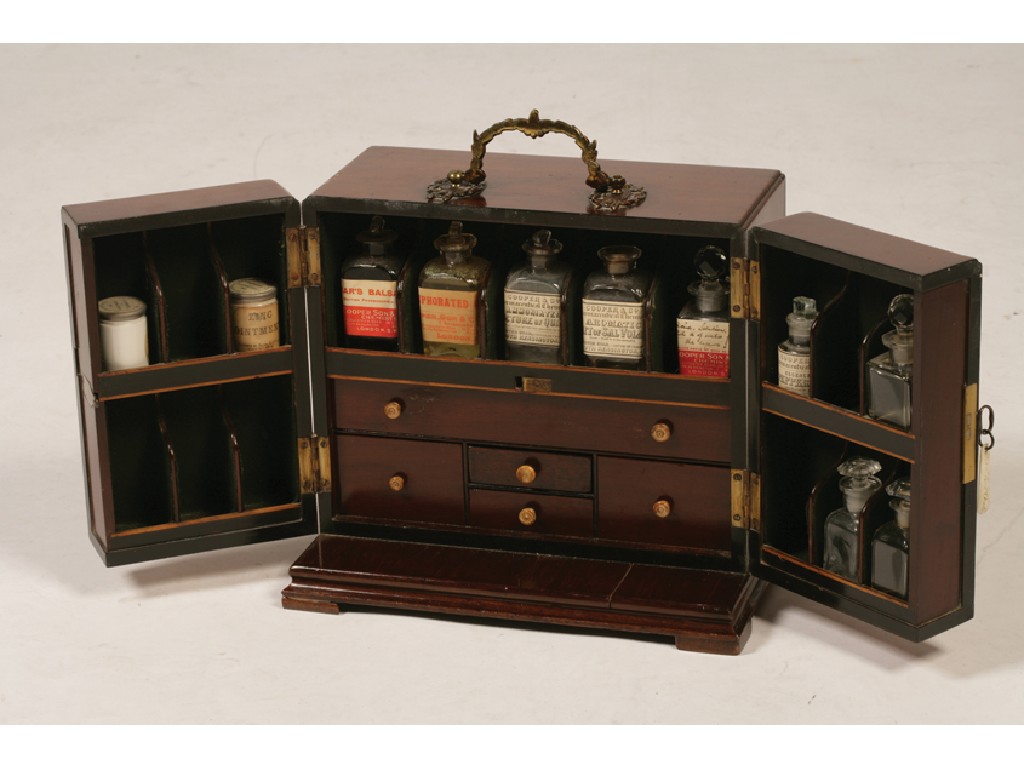 Appraisal: A GEORGE III MAHOGANY APOTHECARY'S CASE the rectangular top with