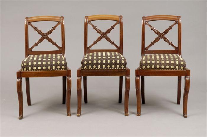 Appraisal: Three Louis-Philippe Carved Mahogany Side Chairs x in