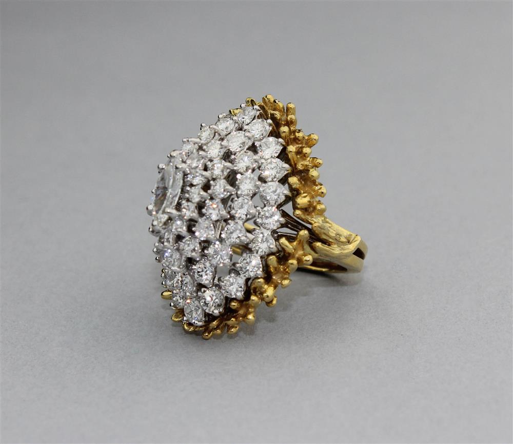 Appraisal: DIAMOND COCKTAIL RING IN K WHITE GOLD WITH K YELLOW