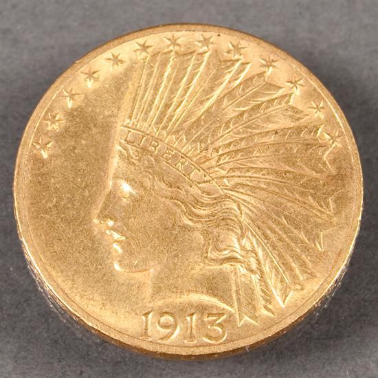 Appraisal: U S Indian Head type gold Eagle AU-