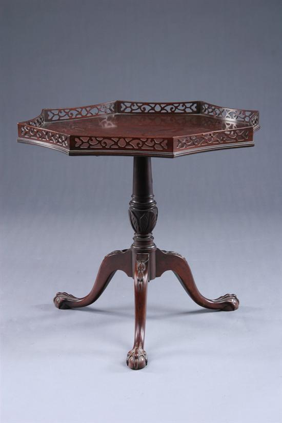 Appraisal: AMERICAN CHIPPENDALE STYLE TEA TABLE mid- th century mahogany Open