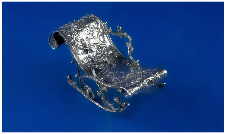 Appraisal: Victorian Chinese Silver Novelty Miniature Rocking Chair Decorated Throughout With