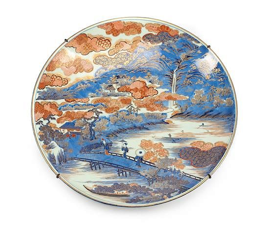 Appraisal: A Large Imari Palette Porcelain Charger Diameter inches A Large