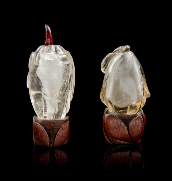 Appraisal: Sale Lot Two Rock Crystal Snuff Bottles each raised on