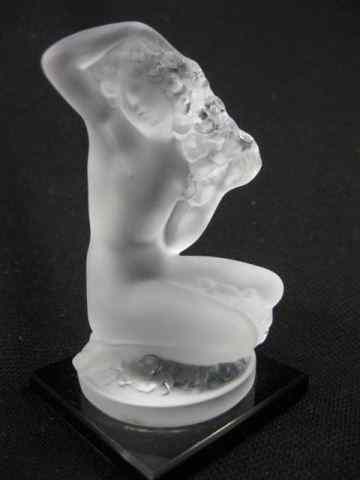 Appraisal: Lalique Crystal Figurine of a Nude Woman seated frosted black