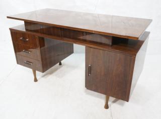 Appraisal: Modernist Walnut Desk Cantilever top over drawer Modernist Walnut Desk