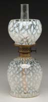 Appraisal: OPALESCENT SNOWFLAKE MINI LAMP S - Clear opalescent with a