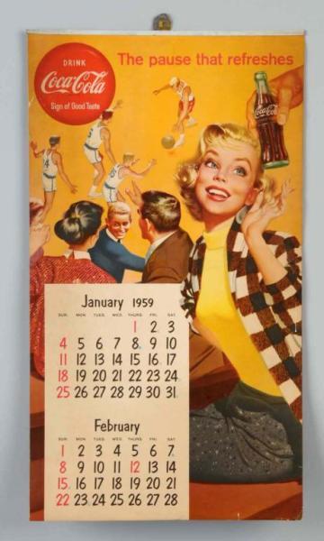 Appraisal: Coca-Cola Calendar Description Nice image of girl with basketball scene