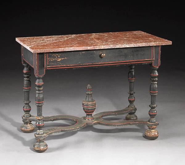 Appraisal: A Baroque ebonized and paint decorated table late th early