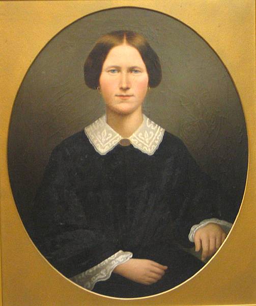 Appraisal: American School A portrait of a lady half-length wearing a