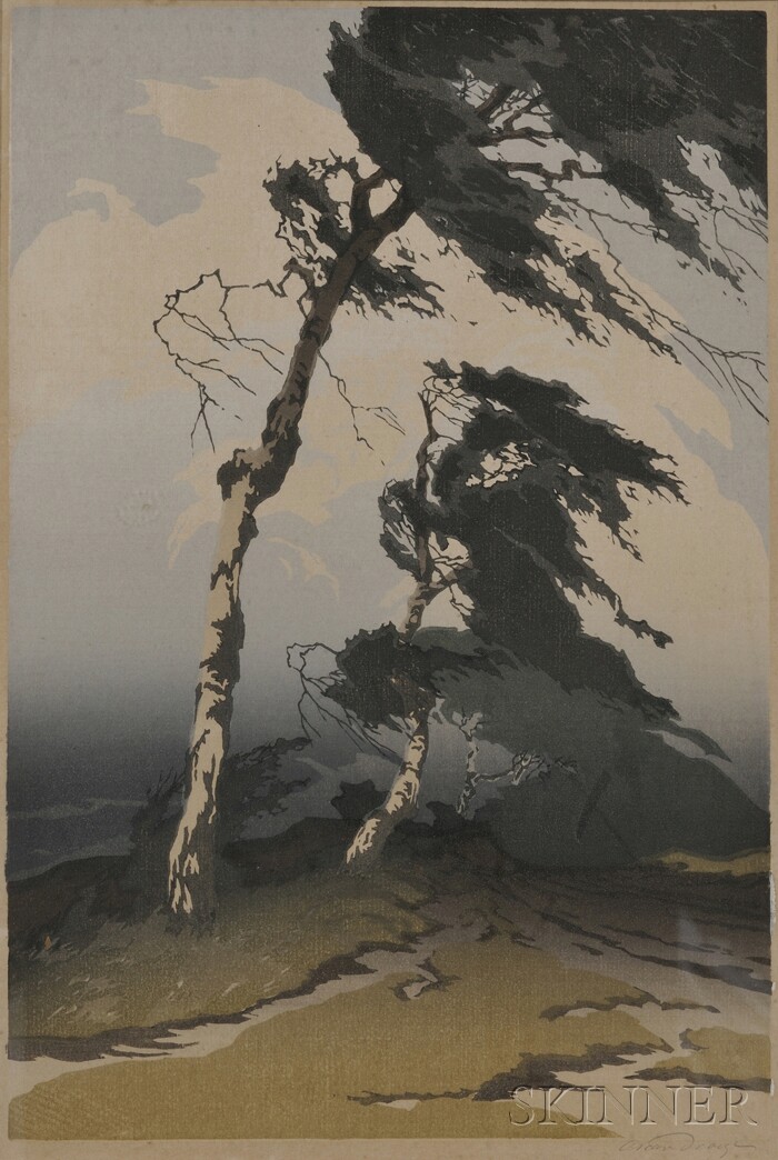 Appraisal: Oscar Droege German - Windswept Pine Signed Oscar Droege l