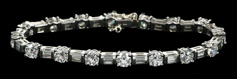 Appraisal: Platinum Diamond Bracelet round brilliant diamonds estimated total weight cts