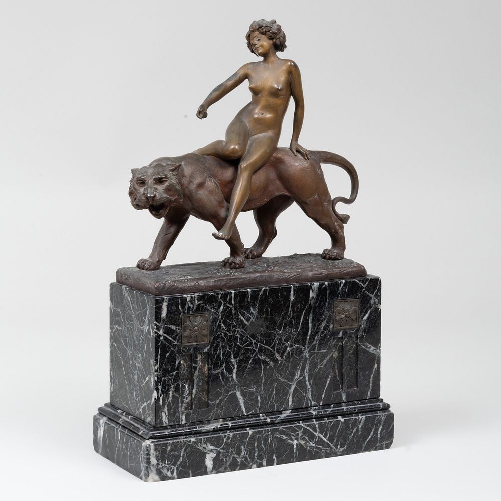 Appraisal: Paul Philippe - Nude Woman Riding a Prowling Lion Bronze