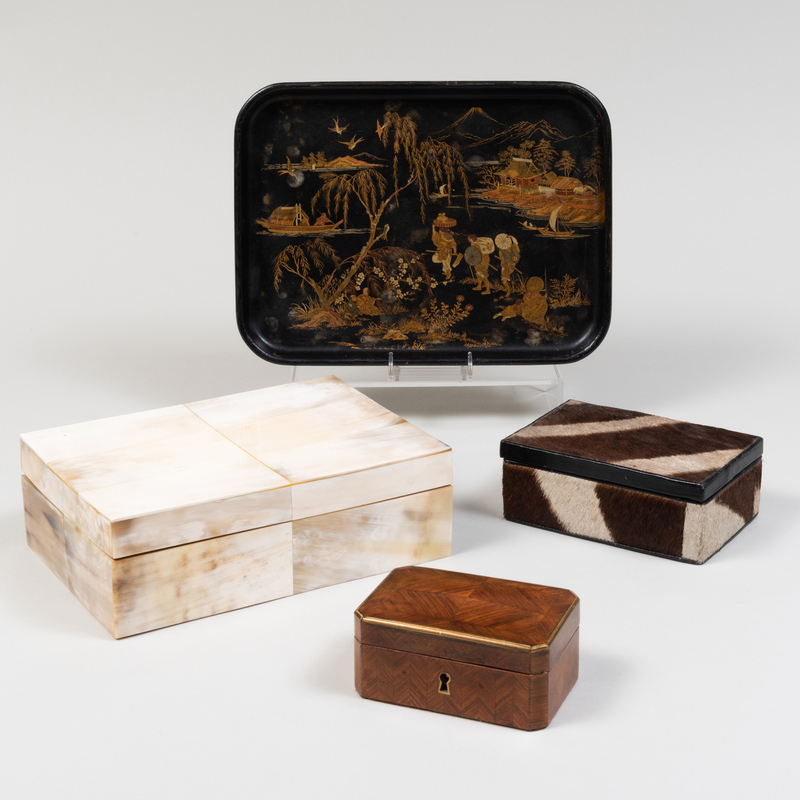 Appraisal: Group of Table Boxes and a Chinese Lacquer Tray The