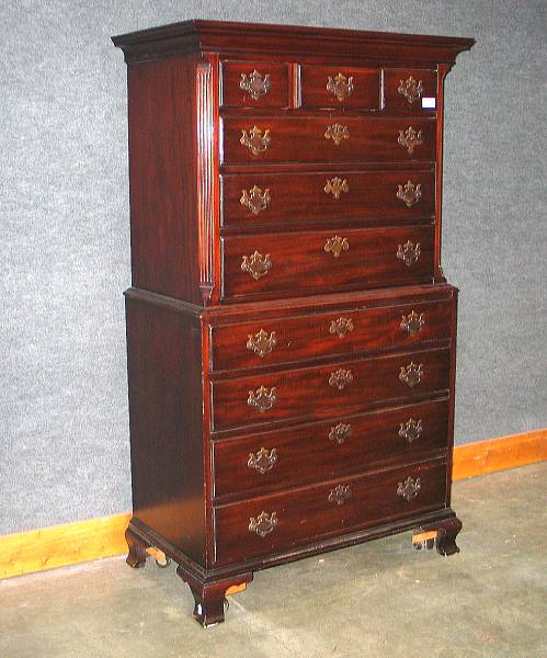 Appraisal: A George III style mahogany chest on chest mid th