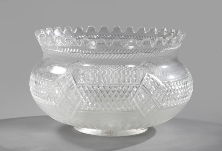 Appraisal: Rare English Cut Glass Footed Punchbowl first quarter th century