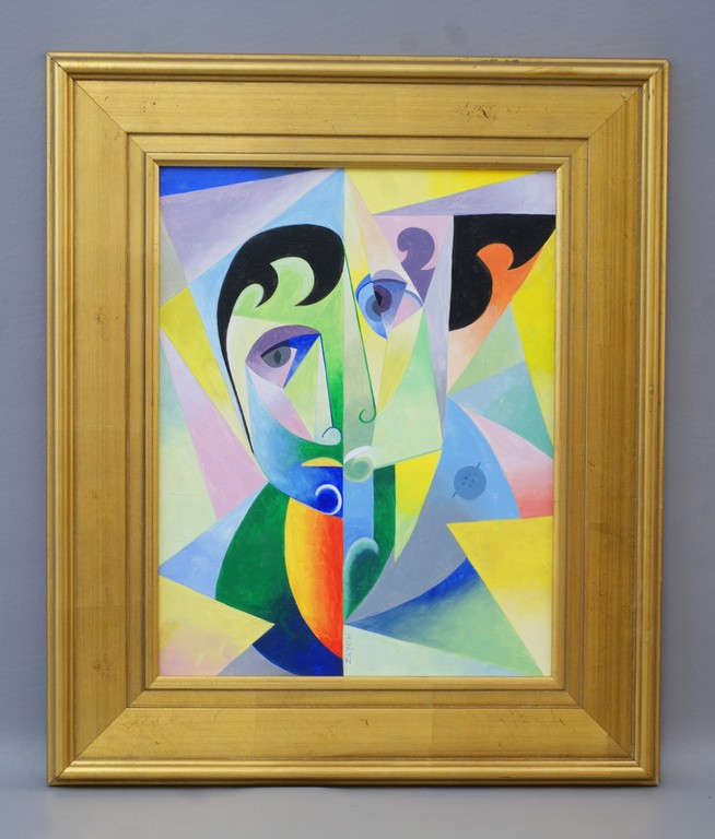 Appraisal: Seymour Zayon American b acrylic Cubist Portrait x framed signed