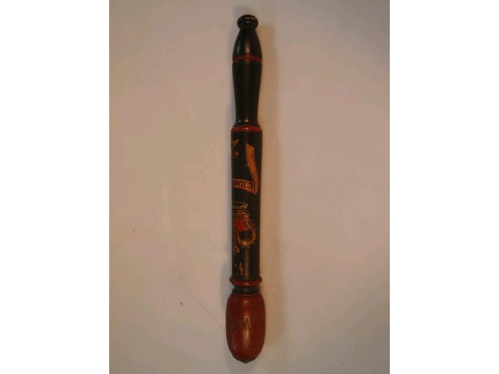 Appraisal: A Victorian truncheon painted in black and red and decorated