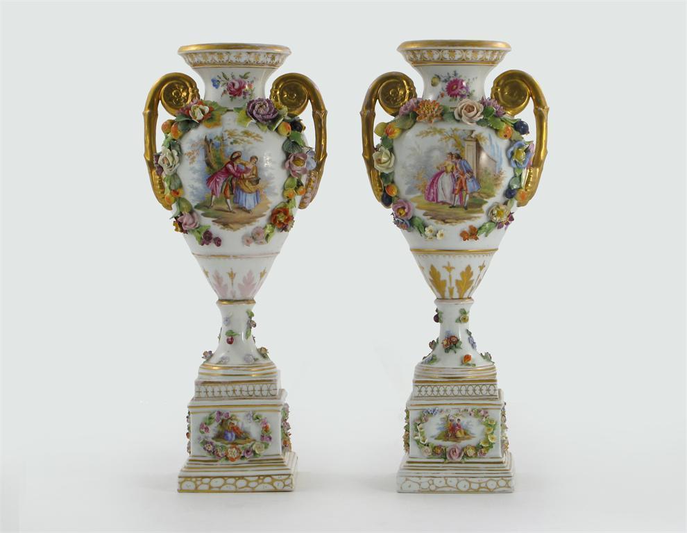 Appraisal: A large pair of Dresden porcelain vases