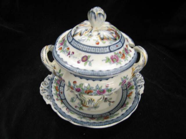 Appraisal: English Ironstone Sauce Tureen and underplate fine transferware floral