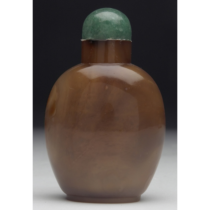 Appraisal: th century snuff bottle bulbous shape in brown agate green